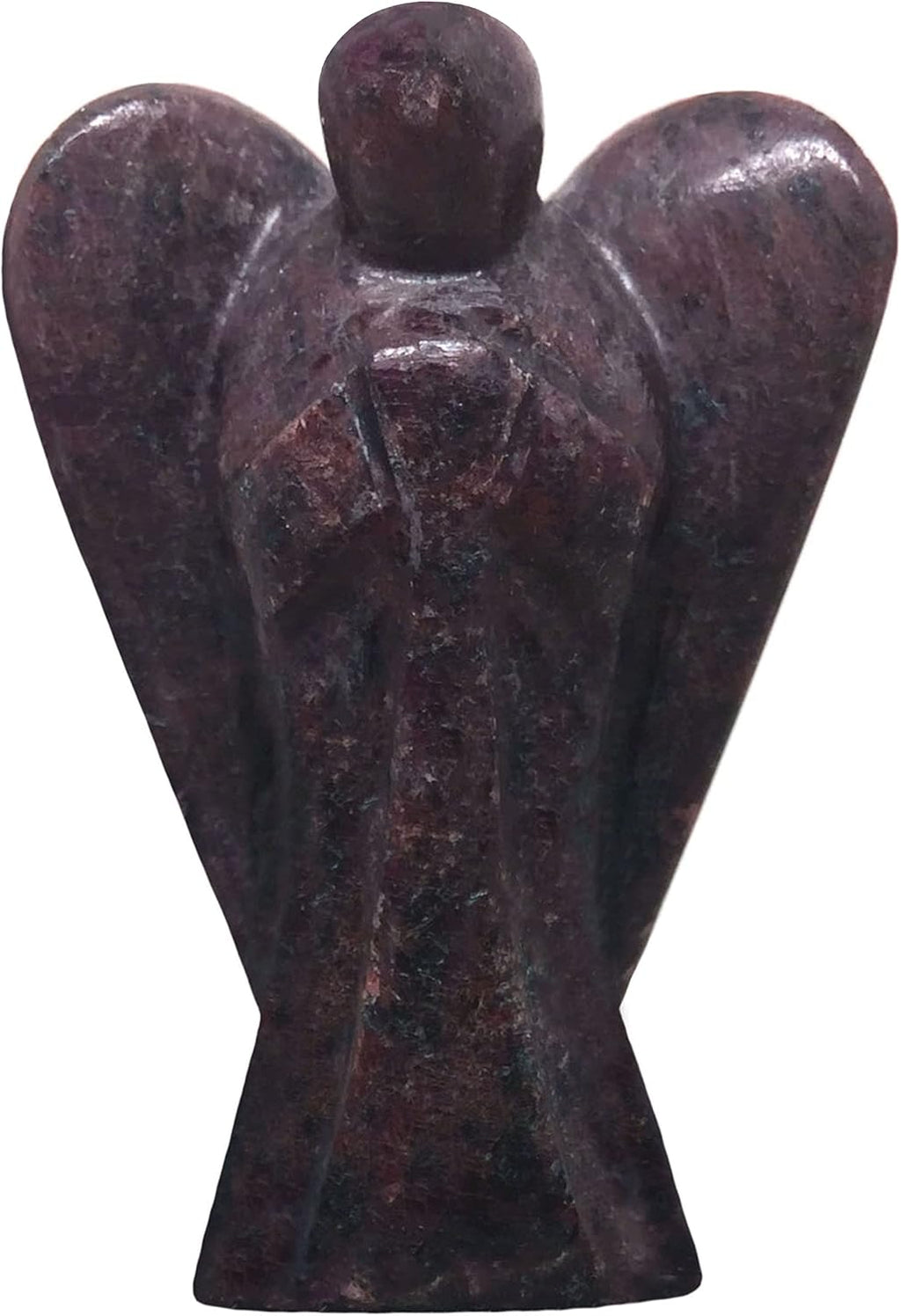 2 Inch Garnet Guardian Angel Figurine Hand-Carved Natural Stone, Linked to Passion, Vitality and Love