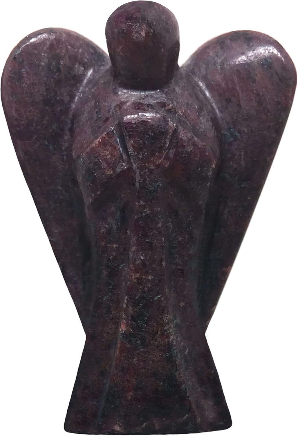 2 Inch Garnet Guardian Angel Figurine Hand-Carved Natural Stone, Linked to Passion, Vitality and Love