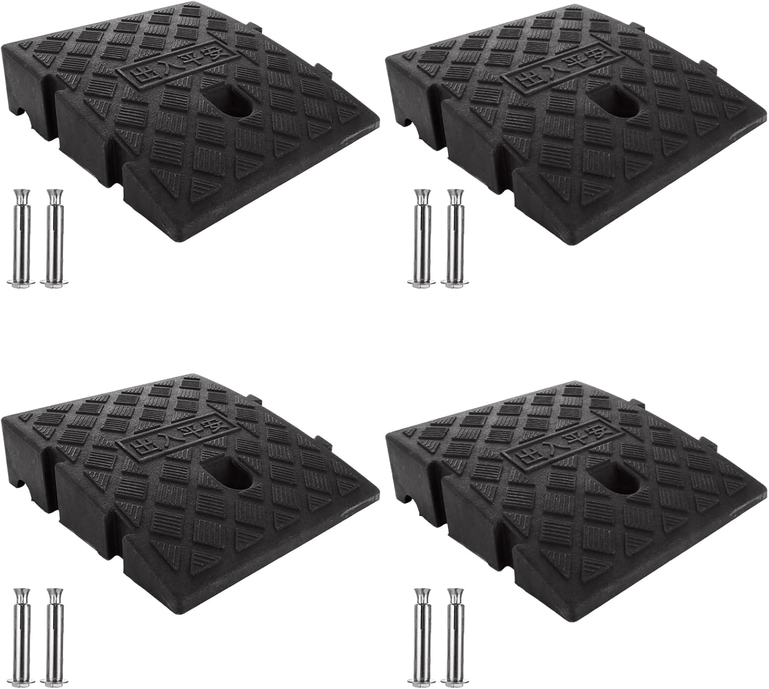 QTLCOHD 4 Pack Curb Ramps 2" Rise Height Heavy Duty Driveway Curb Ramp Portable Threshold Ramps Track Ramps Small Step Ramps for Cars, Wheelchairs, Bikes,Motorcycles