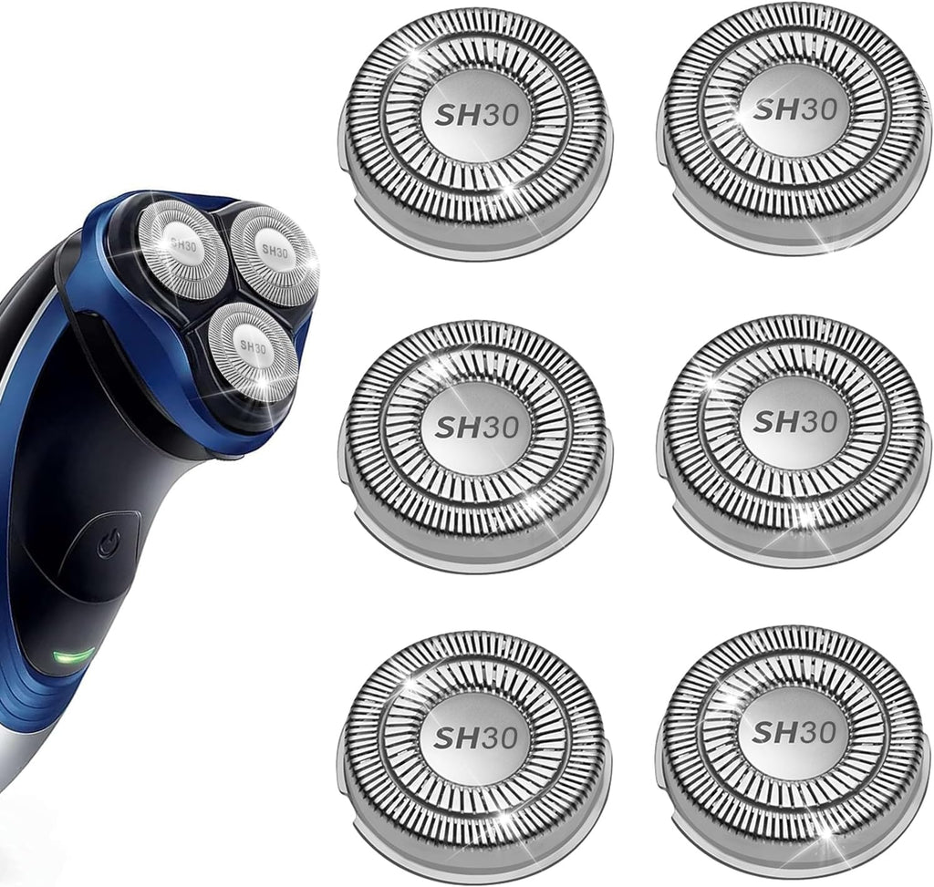 6 Pack SH30 Replacement Head Compatible with Philips Norelco Series 3000/2000/1000,New Upgraded SH30 Replacement Double Blades for norelco 1000 Replacement Heads