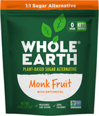 WHOLE EARTH Monk Fruit Sweetener with Erythritol, Plant-Based Sugar Alternative, 4LBS