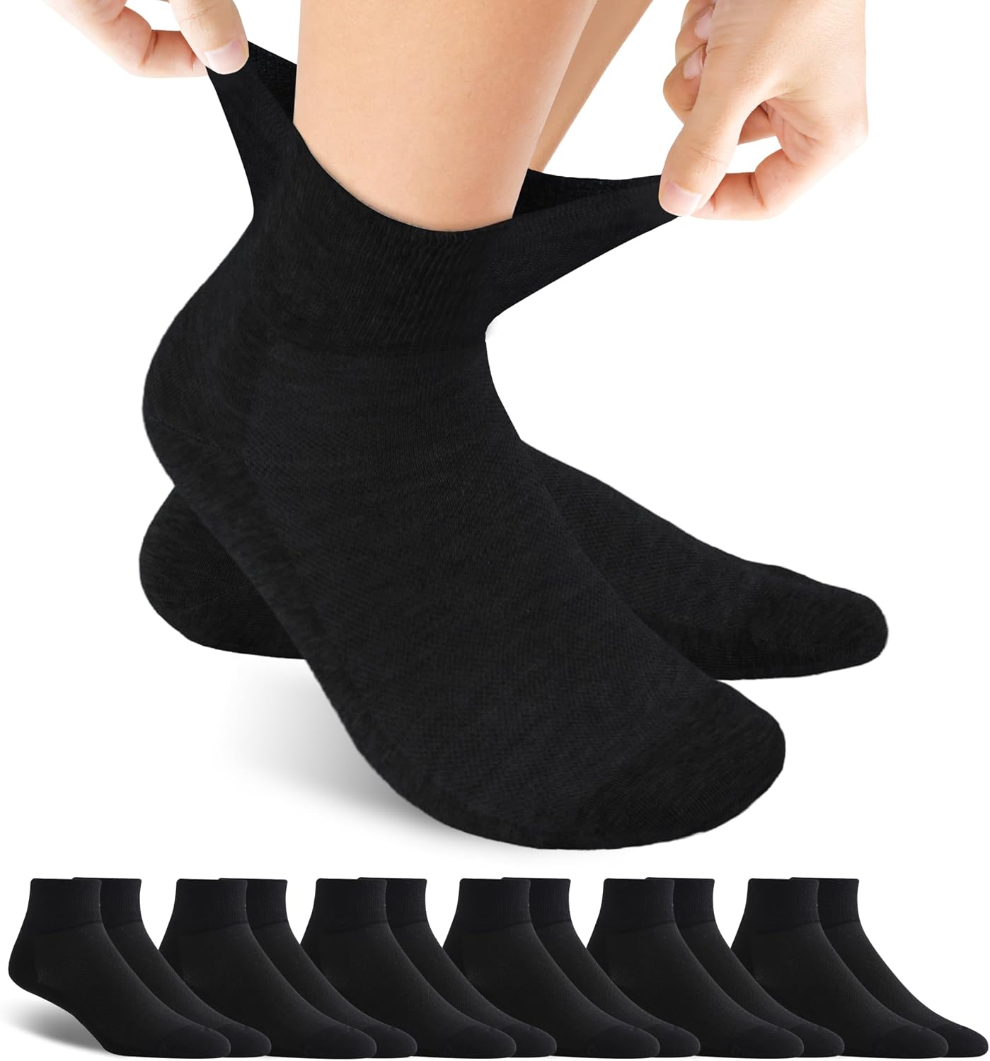 Forcool Non Binding Loose Top Seamless Ankle Low Cut Cotton Diabetic Socks for Men and Women, M/L/XL, 3/6 Pairs