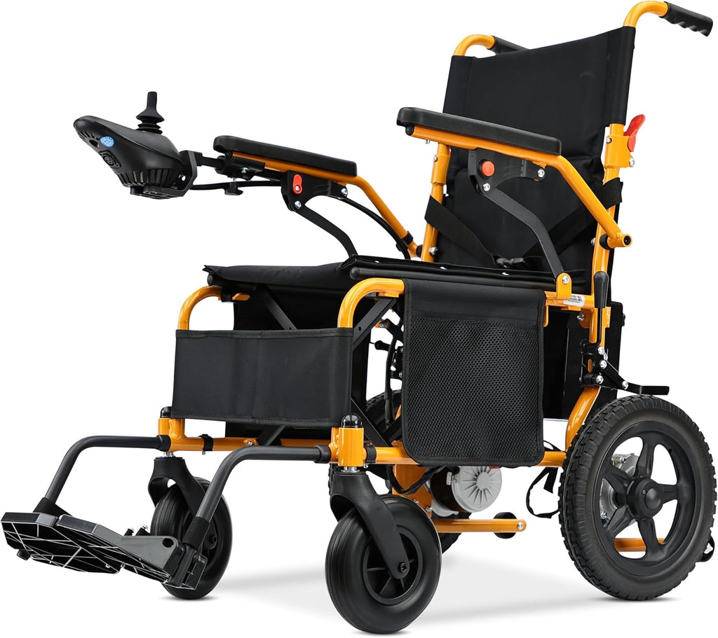 YF001 Zygenair Electric Wheelchair 330Lbs Capacity Durable Electric Wheelchairs for Adults, Lightweight Motorized Wheelchair with 12Ah Lithium Battery, Foldable Power Wheelchair (Orange, Standard)