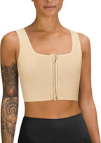 LEINIDINA Chest Binder Tomboy Transgender FTM Square Collar with Front Zipper Binder Bra Tank Top