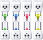 Weewooday 4 Pieces Toothbrush Timer 2 Minute Sand Timer Smile Pattern Tooth Brushing for Proper Tooth Brushing Oral Hygiene(Blue, Pink, Yellow, Green)