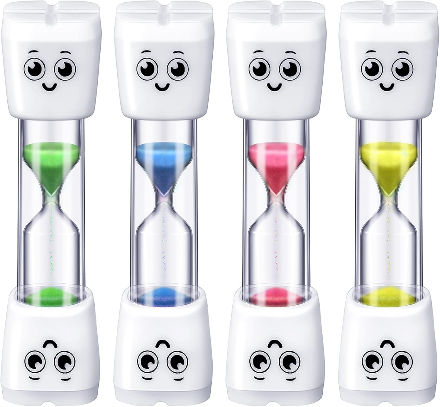 Weewooday 4 Pieces Toothbrush Timer 2 Minute Sand Timer Smile Pattern Tooth Brushing for Proper Tooth Brushing Oral Hygiene(Blue, Pink, Yellow, Green)