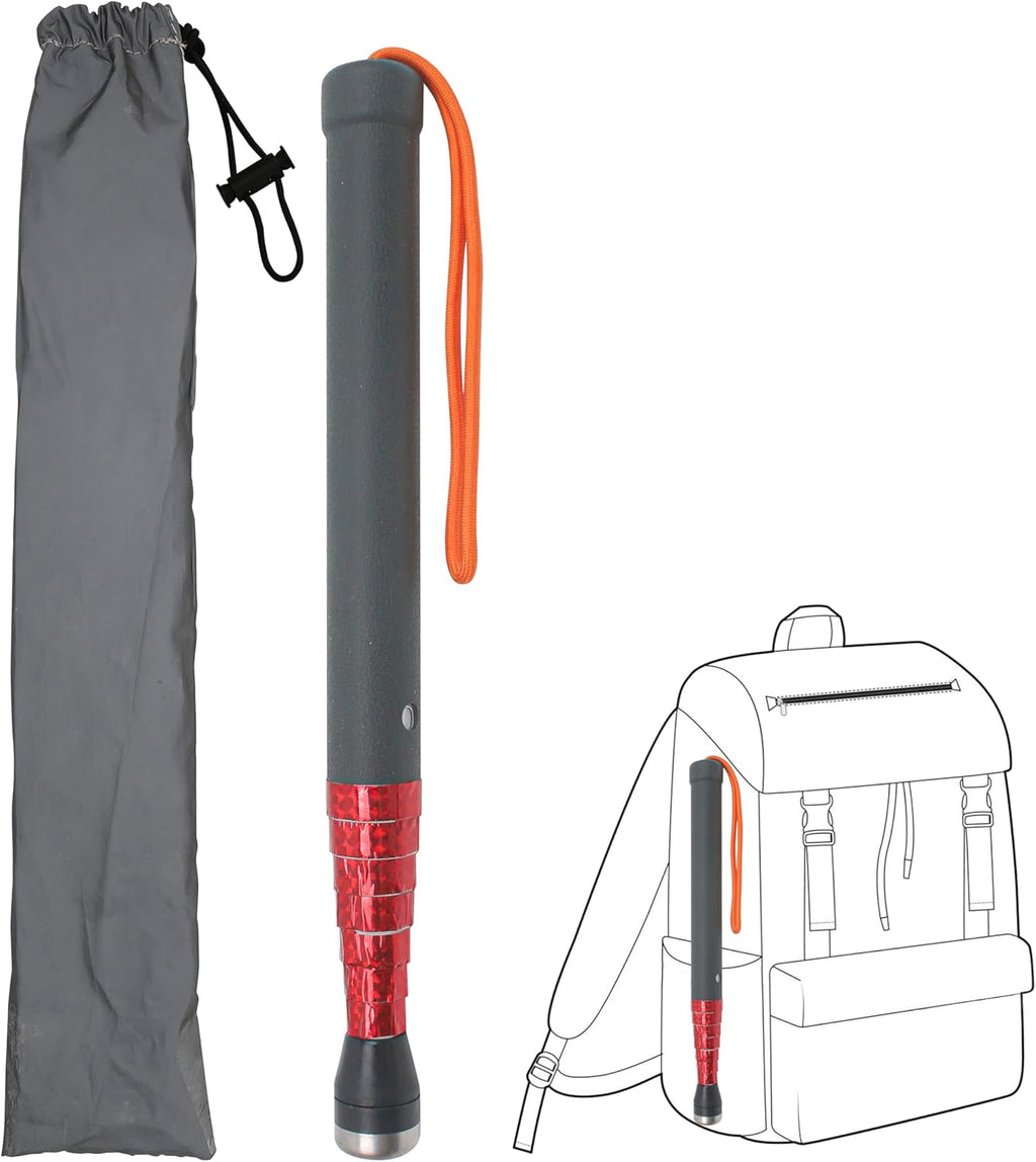Telescoping Cane, 55" Blind Cane Telescopic Walking Stick, Reflective Retractable Mobility Aids Telescope Assist Tool for Elderly Night Warning, Roller Head Screw-in, Storage Bag, Titanium Alloy