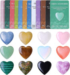 12 PCS Natural Heart Crystals Shaped Healing Stones Crystal Palm 0.8 inch Natural Stones Polished Love Gemstones Pocket Set Bulk Balancing Meditation Mother's Day