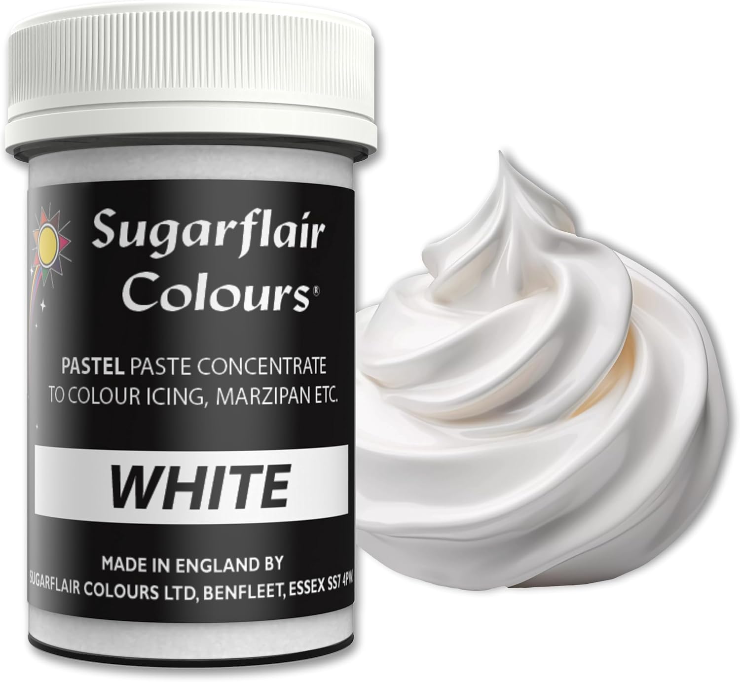 Sugarflair WHITE Pastel Paste Edible Concentrated Cake Icing Decor Food Colour