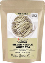 FullChea - White Tea Loose Leaf - Yunnan Silver Needle White Tea - Low Caffeine - Bai Hao Yin Zhen - Refreshing Woody Aroma - 2.5oz/71g