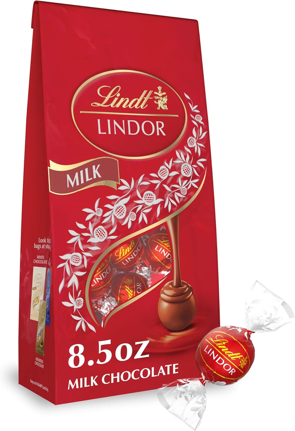 Lindt LINDOR Milk Chocolate Candy Truffles, Chocolates with Smooth, Melting Truffle Center, 8.5 oz. Bag