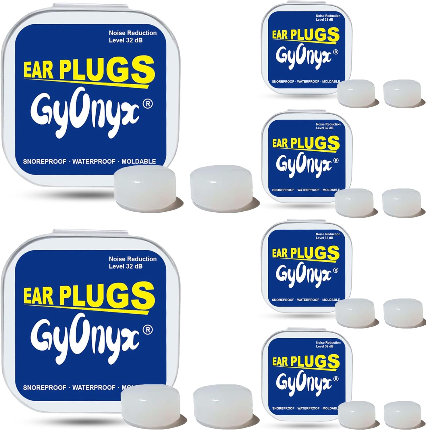 6 Pair Moldable Ear Plugs for Sleeping, Swimming, Concerts, Travel and Studying - Noise Cancelling Soft Silicone Ear Plugs for Kids & Adults, Waterproof Earplugs Noise Reduction 32 dB