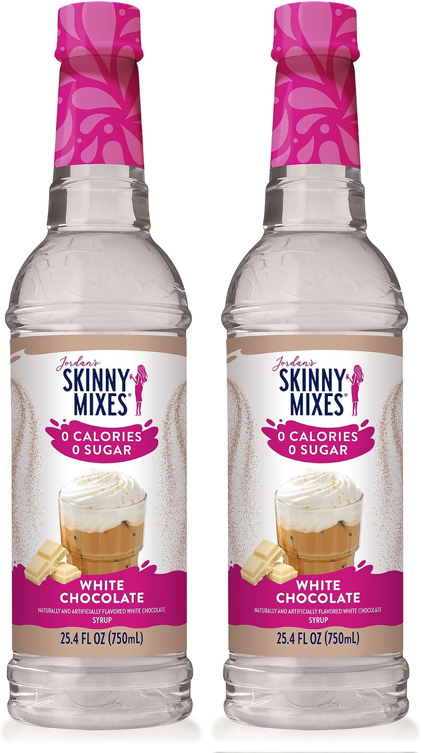 Jordan's Skinny Mixes Syrups Sugar Free Coffee Syrup, White Chocolate Flavor Mix, Zero Calorie Flavoring for Lattes, Protein Shake, Cocktail & More, Gluten Free, Keto Friendly, 25.4 Fl Oz (Pack of 2)