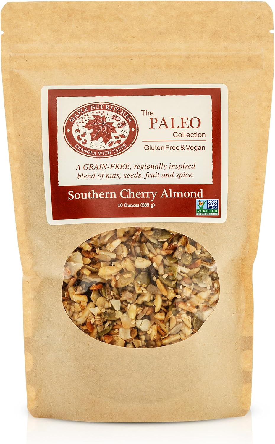 Maple Nut Kitchen Southern Cherry Almond Granola 10 oz – Paleo Grain Free Nut Granola with Tart Cherries, Coconut & Seeds – No Sugar Added, Oat Free, Gluten-Free, Vegan, High Protein, Low Carb Cereal