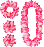 Semato 4 Pcs Hawaiian Lei Set for Luau Party Flower Leis Garland Headband Bracelets Halloween Costume Hawaiian Party Supplies