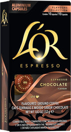 L'OR Espresso Capsules, 10 Count Chocolate, Single-Serve Aluminum Coffee Capsules Compatible with the L'OR BARISTA System & *Nespresso Original Machines, 10 Count (Pack of 10)
