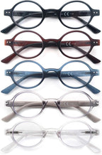 HEEYYOK 2.0 Round Reading Glasses For Women Men 5-Pack,Spring Hinge,Retro Mini Comfort Circle Mens Readers for small face women