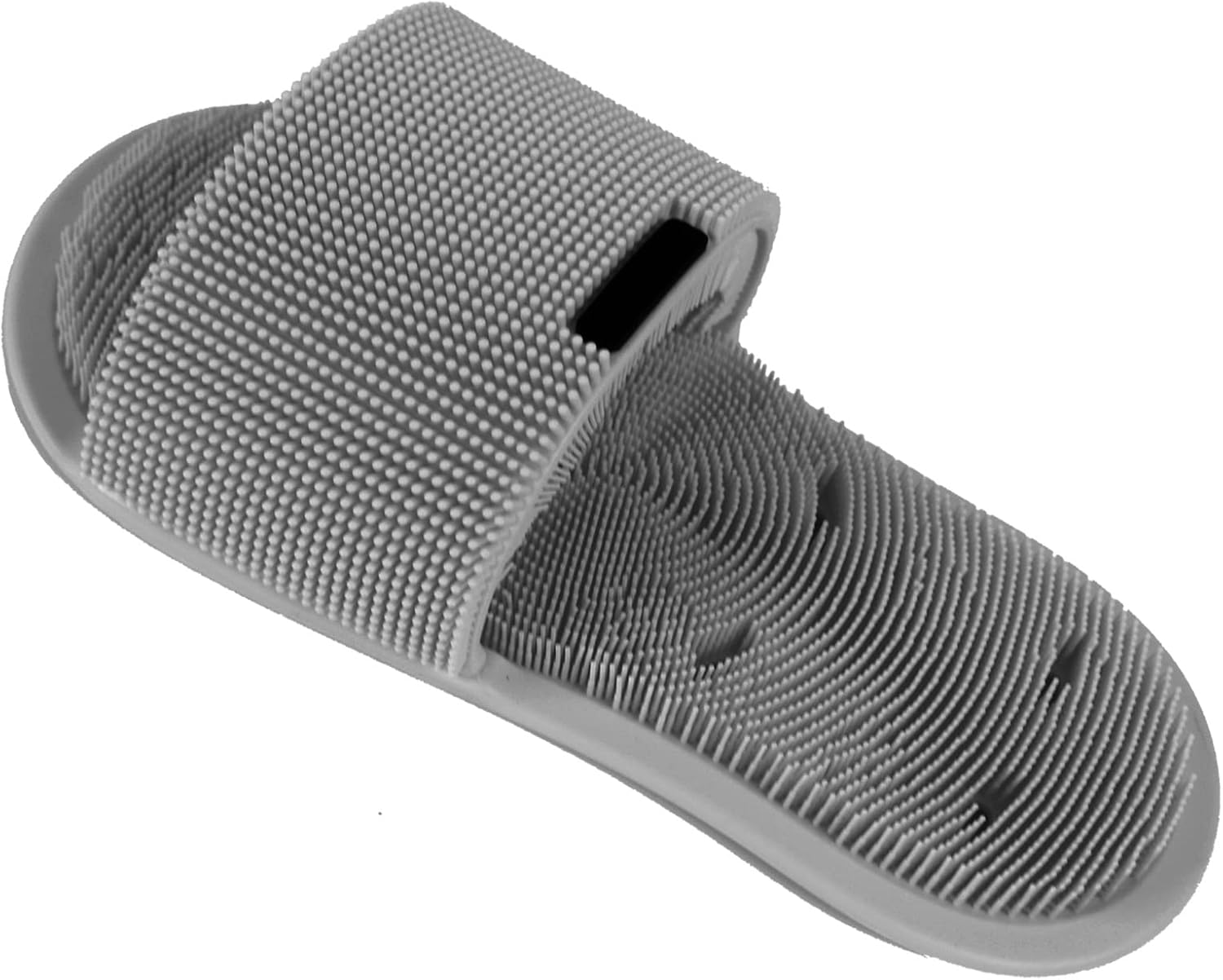 Shower Foot Scrubber with Non-slip Suction Cups, Silicone Bristle Shower Foot Cleaning Brush Slipper for Spa Massager Exfoliating Dead Skin Remover (1 PCS) (Gray)