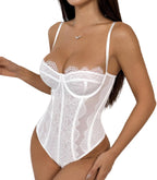Lace Corset Bodysuit for Women Sexy Underwire Bustier Top Floral Lace Lingerie One Piece Shapewear Bodysuit