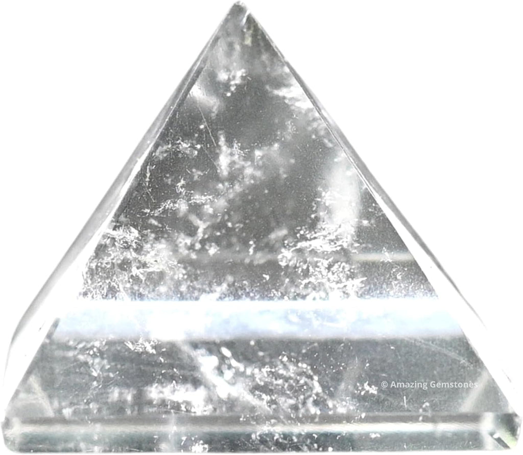Amazing Gemstone Clear Quartz Pyramid Crystal Healing Stones - 1" Great Pyramid Figurine of Natural Stone Pyramid for Meditation, Reiki, Chakra Balancing and Crystal Pyramids Grid