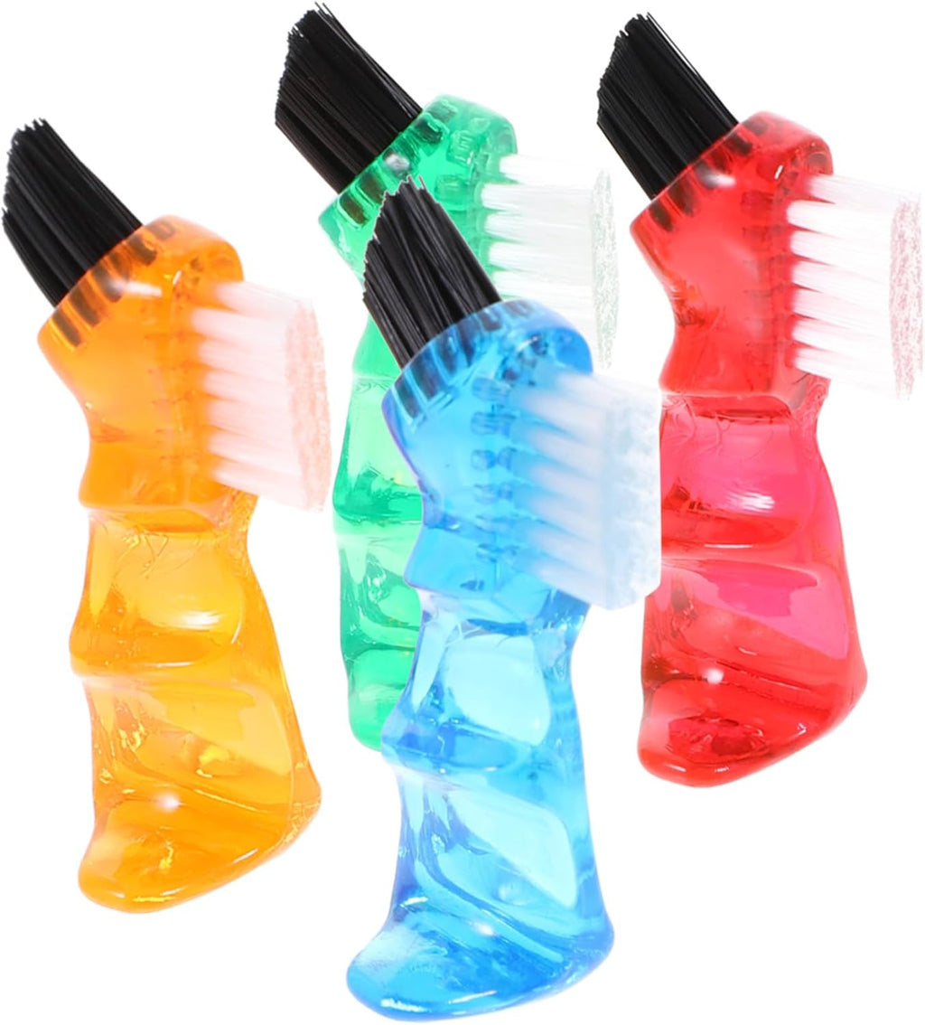 Mini Denture Brush 4-Pack Double-Head Multi-Functional Cleaning Tool for Oral Care Portable and Creative Brush for False Teeth Maintenance