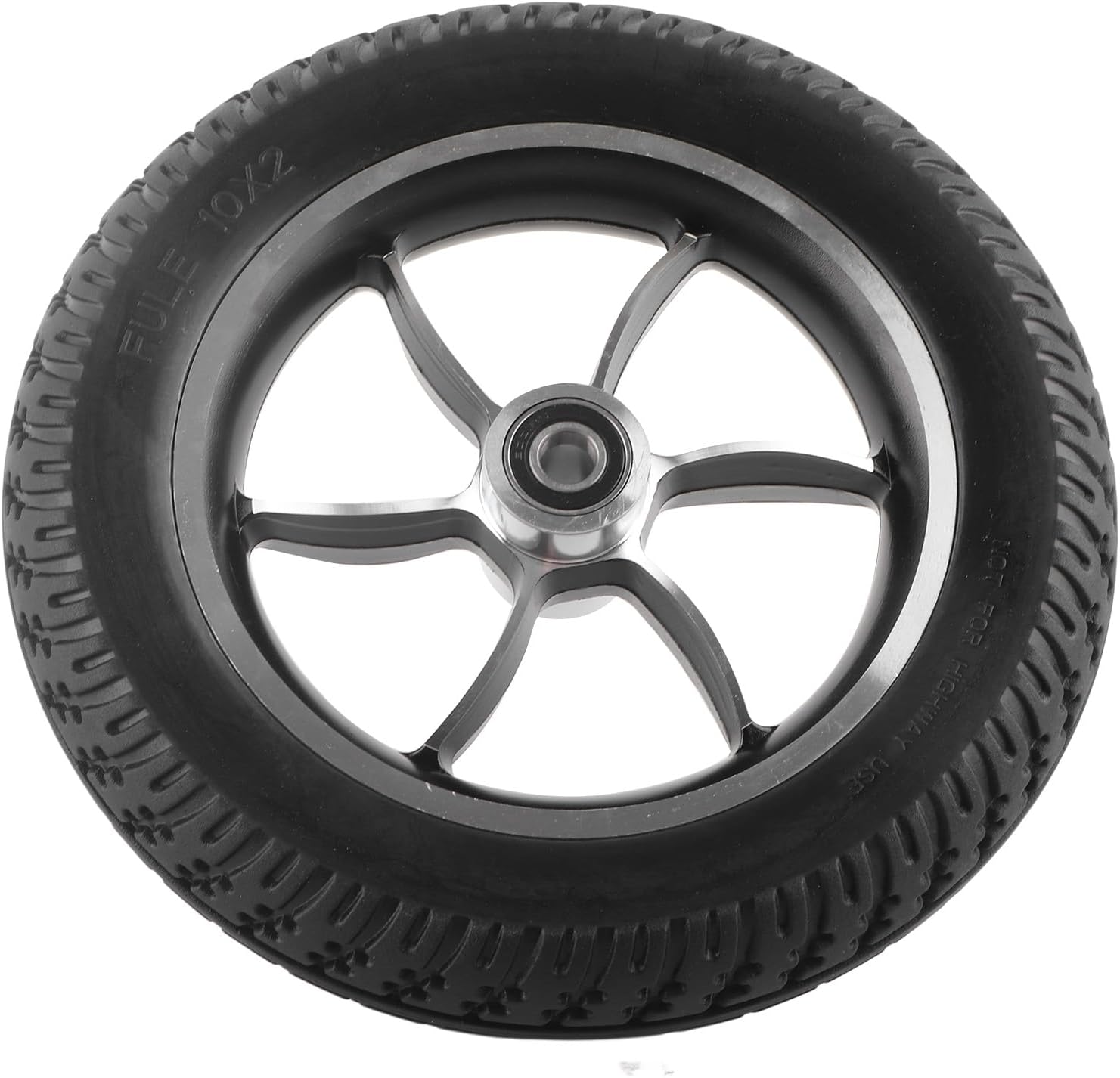10in Wheelchair Wheel Replacement Tires Wheels Solid Wheel Tyre Rubber Inflatable Caster Anti‑skid for Electric Front Wheelchair 6001 Bearing with 12mm Hole