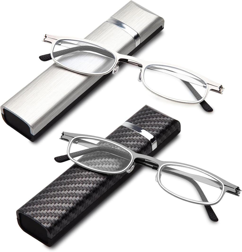 LianSan Compact Folding Reading Glasses for Men Women - Portable Blue Light Blocking Foldable Computer Readers with Slim Case