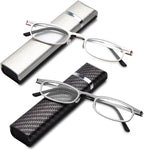 LianSan Compact Folding Reading Glasses for Men Women - Portable Blue Light Blocking Foldable Computer Readers with Slim Case