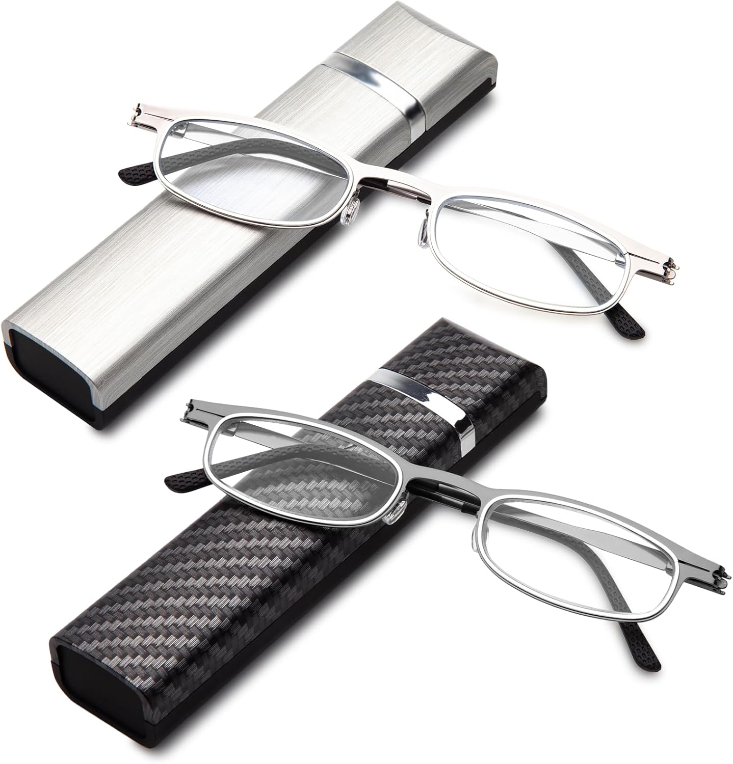 LianSan Compact Folding Reading Glasses for Men Women - Portable Blue Light Blocking Foldable Computer Readers with Slim Case