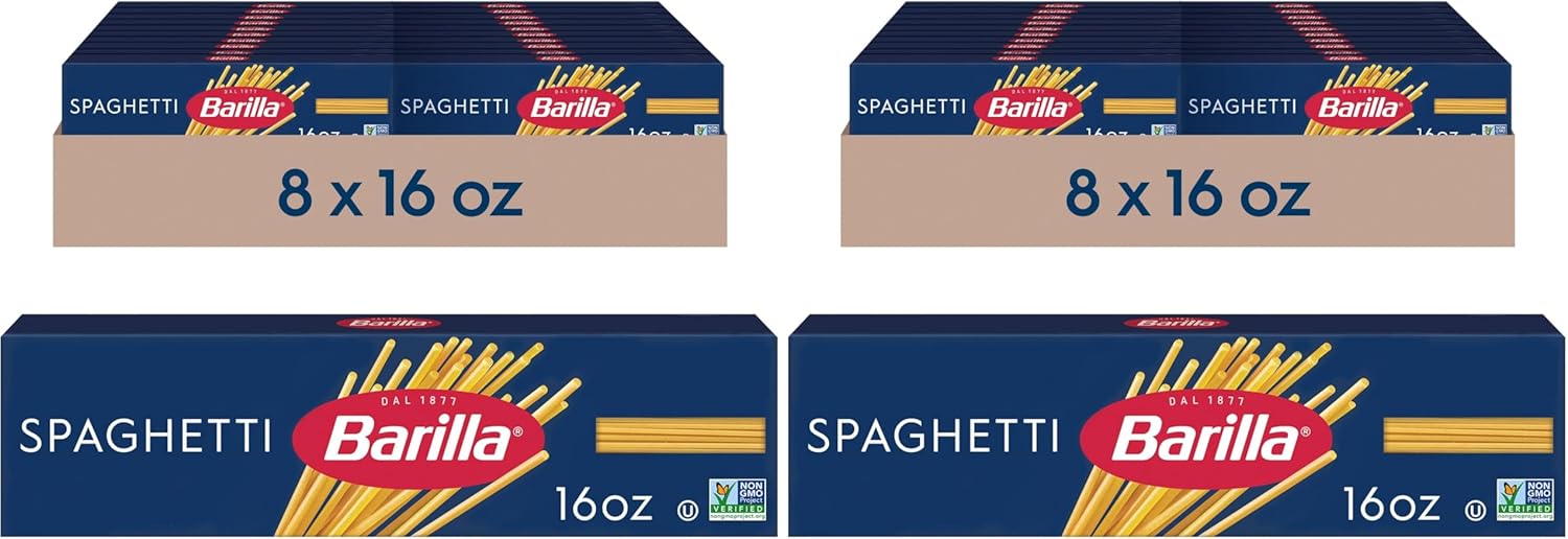 Barilla Spaghetti Pasta,16 oz. Box - Non-GMO,Made with Durum Wheat Semolina - Kosher Certified,(Pack of 16)