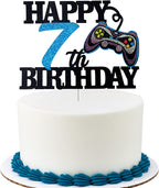 Happy 7th Birthday Video Game Cake Topper - Level 7 Unlocked Awesome 2016 Boy's Birthday Cake Topper - Video Game 7th Birthday Cake Decorations