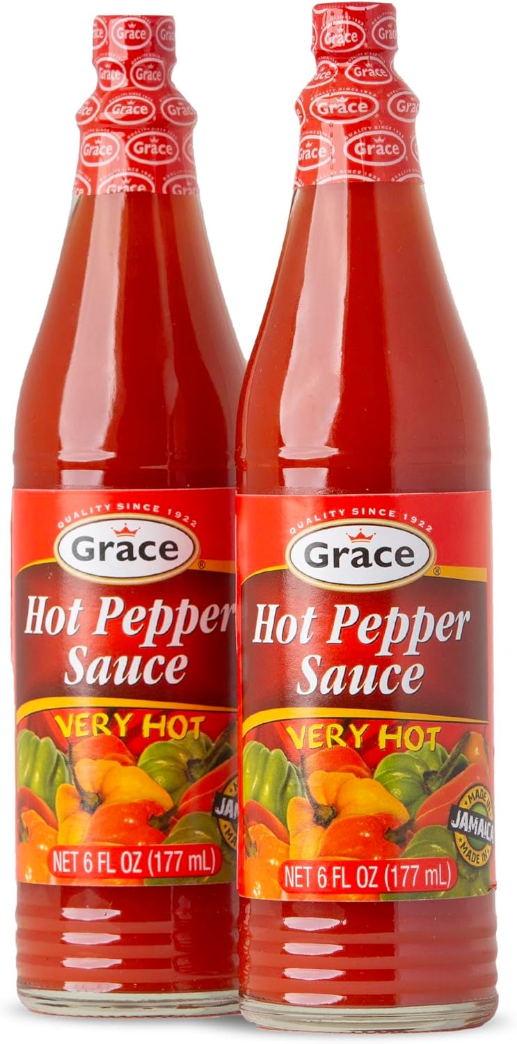 Grace Hot Pepper Sauce 6oz - 2 Pack Hot Sauce Bottles - Jamaican Scotch Bonnet Pepper Sauce - Caribbean Hot Sauce made with Scotch Bonnet Peppers & West Indian Hot Peppers