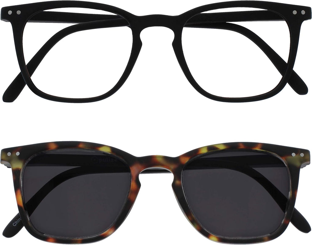 OPULIZE BEX Reading glasses for Women Men, Large Designer Style Sturdy frame with Spring Hinges,Matt Brown Tortoiseshell With Black Arms +2.5 (Pack of 2)