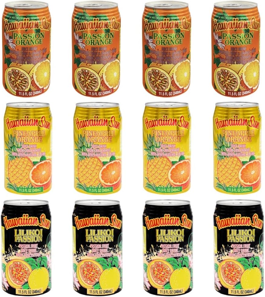 Hawaiian Sun, Luau Party Pack, Tropical Fruit Juice Drink, Variety Mix Flavor, Non Carbonated, RcTechDistro Bundle Box, 11.5 Fl Oz Per Can, Pack of 12 (Luau Party Pack 1)