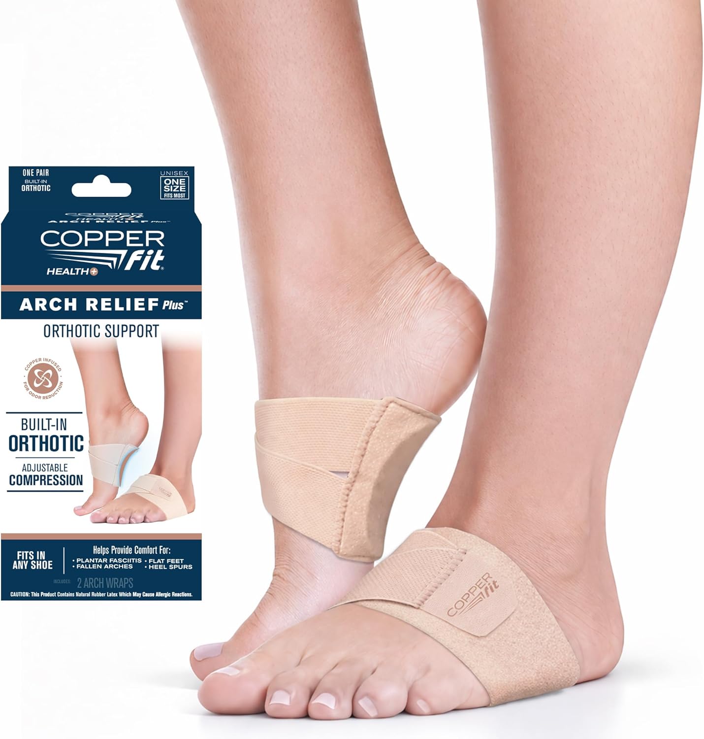 Copper Fit Arch Relief PLUS – Compression Wrap with Orthotic Arch Support Plantar Fasciitis, Flat Feet, Fallen Arches – Universal Fit for Men and Women