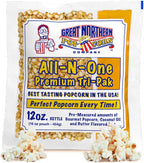 12oz Popcorn Machine Popcorn Packets - All-in-One Movie Theater Style Popcorn Kernels, Salt, and Oil Packs by Great Northern Popcorn (24 Case)
