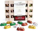 ANDY ANAND CHOCOLATIER European Flavored Dark Chocolate Bottles – 18 Pcs, 240g Non-Alcoholic 60% Bittersweet Cocoa, Gourmet Bottle-Shaped Chocolates in Wooden Gift Box