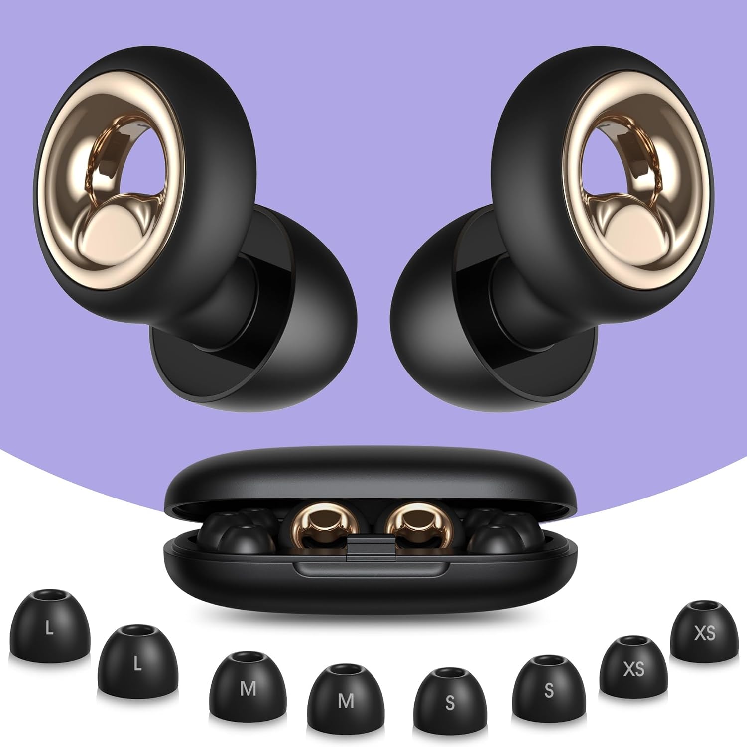 Ear Plugs for Sleeping, 55dB Silicone Ear Plugs for Noise Reduction, Reusable Sleeping Noise Cancelling Earplugs for Snoring, Concert & Shooting Ear Protection with 8 Eartips(Charcoal)