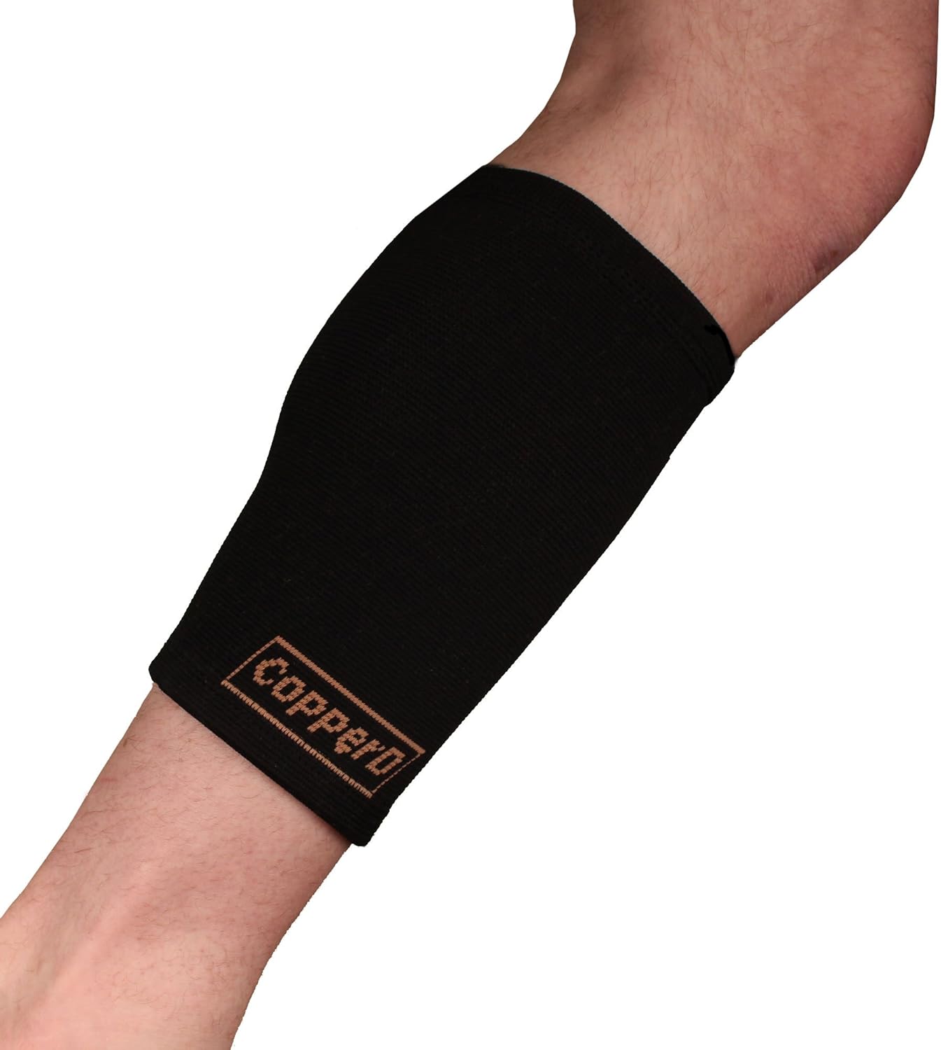 Copper D Copper Compression Calf Sleeve - Rayon from Bamboo Charcoal Copper Infused Calf Support Brace - Size Small - Medium - All Black - 1 Pack