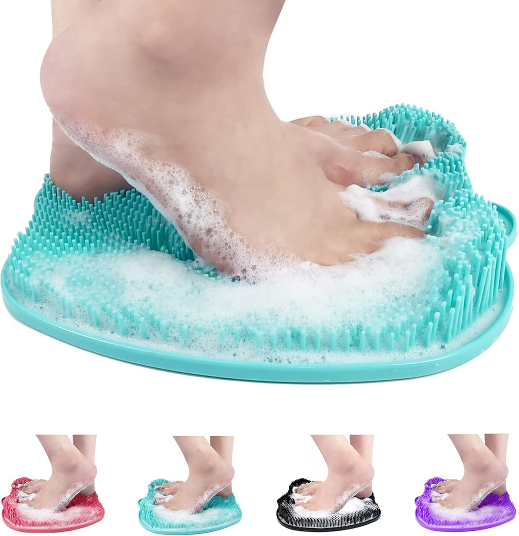 AXLOFO® Shower Foot Scrubber Mat, XL Larger Size Foot Massager Mat with Non-Slip Suction Cups - Cleans, Exfoliationl, Massages Your Feet Without Bending, Foot Circulation & Relieve Tired Feet (Green)