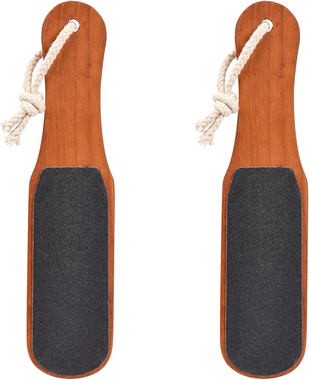 2PCS Foot File Foot Rasp Wooden Handle Pedicure Tool Foot Callus Remover Scrubber Dual-Sides Heel Grater for Dead Skin (1)