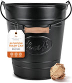 Autumn Alley Farmhouse Bathroom Trash Can - Decorative Rustic Black Trash Can Bucket with Wooden Handle for Bathroom, Bedroom, Office, Kitchen, Western Country Home Décor, 2 Gal., Matte Black