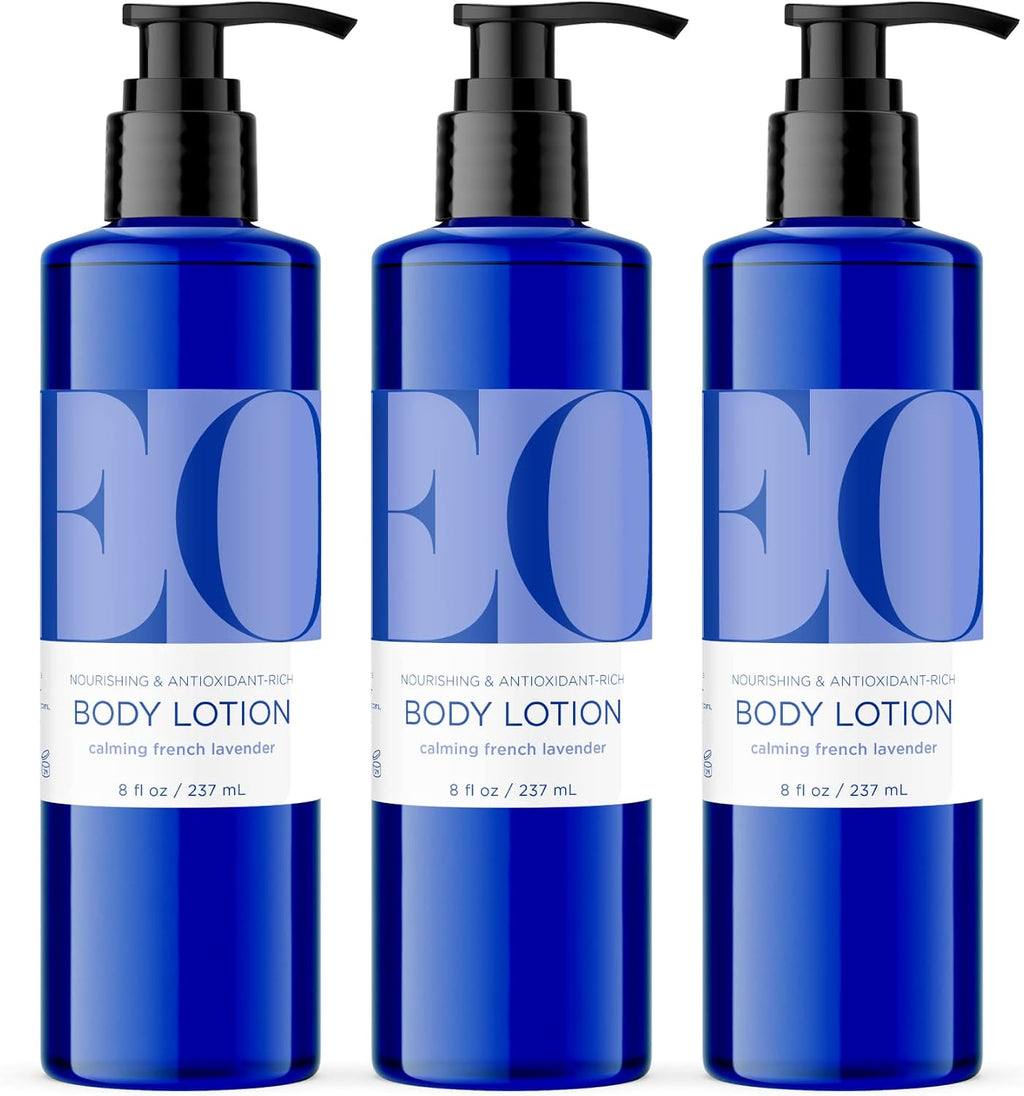 EO Body Lotion, 8 Ounce (Pack of 3), French Lavender, Organic Plant-Based, Botanical Extracts, Vitamin E with Pure Essential Oils