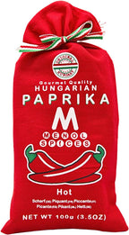 Menol Spices Authentic Hungarian Hot Paprika Powder (Hot, 3.5oz / 100g) Very Spicy Gourmet Quality, Produced in region of Szeged, Hungary, Incredible Flavor, Freshly ground
