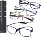AQWANO 2.0 Reading Glasses for Men Women, Blue Light Blocking Computer Readers, 4 Pack TR90 Flexible Unbreakable Frames Lightweight Cheaters