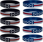 COYOUCO 10 Pack American Flag Bracelets -Thin Red Line Silicone Rubber Wristband Stretch Set for Americanism, Patriotic, Holiday, Army and Sport Fans, ndependence Day, Gifts for Teens Men Women