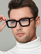 1 Pairs Men's Women Acrylic Casual Rectangular Lightweight Business Fashion Glasses, Suitable for Daily Reading and Commuting