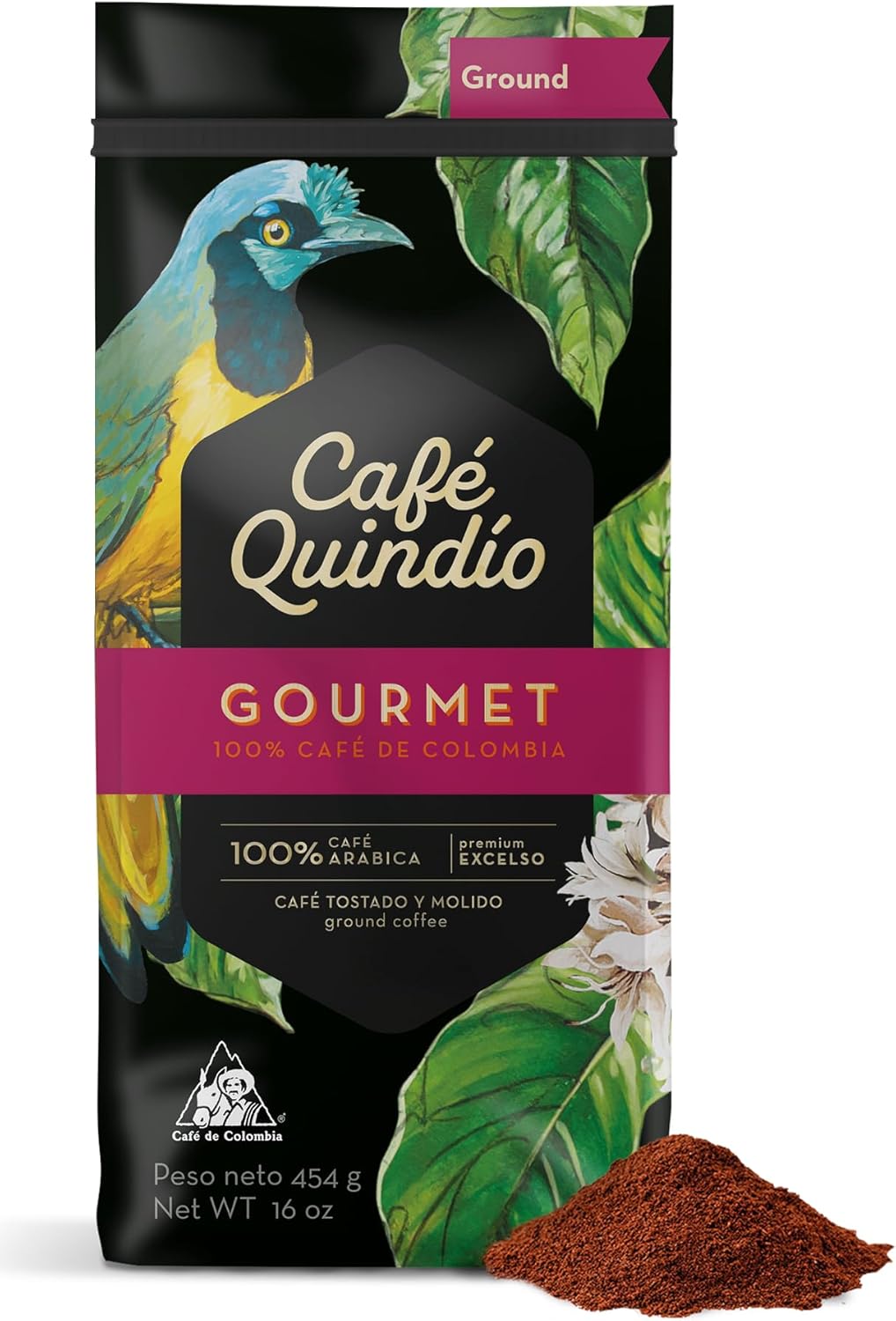 Cafe Quindio Medium Roast 100% Colombian Excelso Ground Arabica Coffee (16 Ounce (Pack of 1), Gourmet)