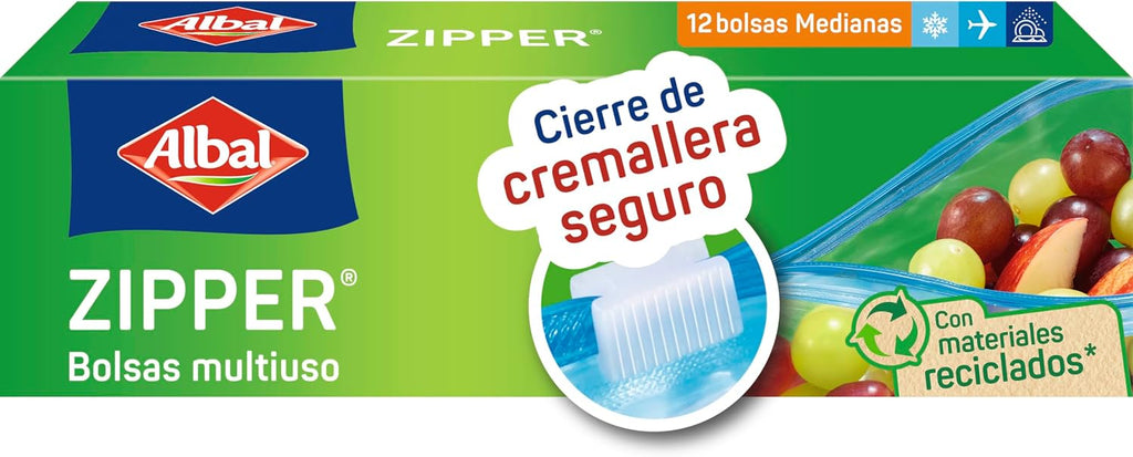 Albal ZIPPER Medium Zip Multi-Purpose Bags - 1 Pack of 12