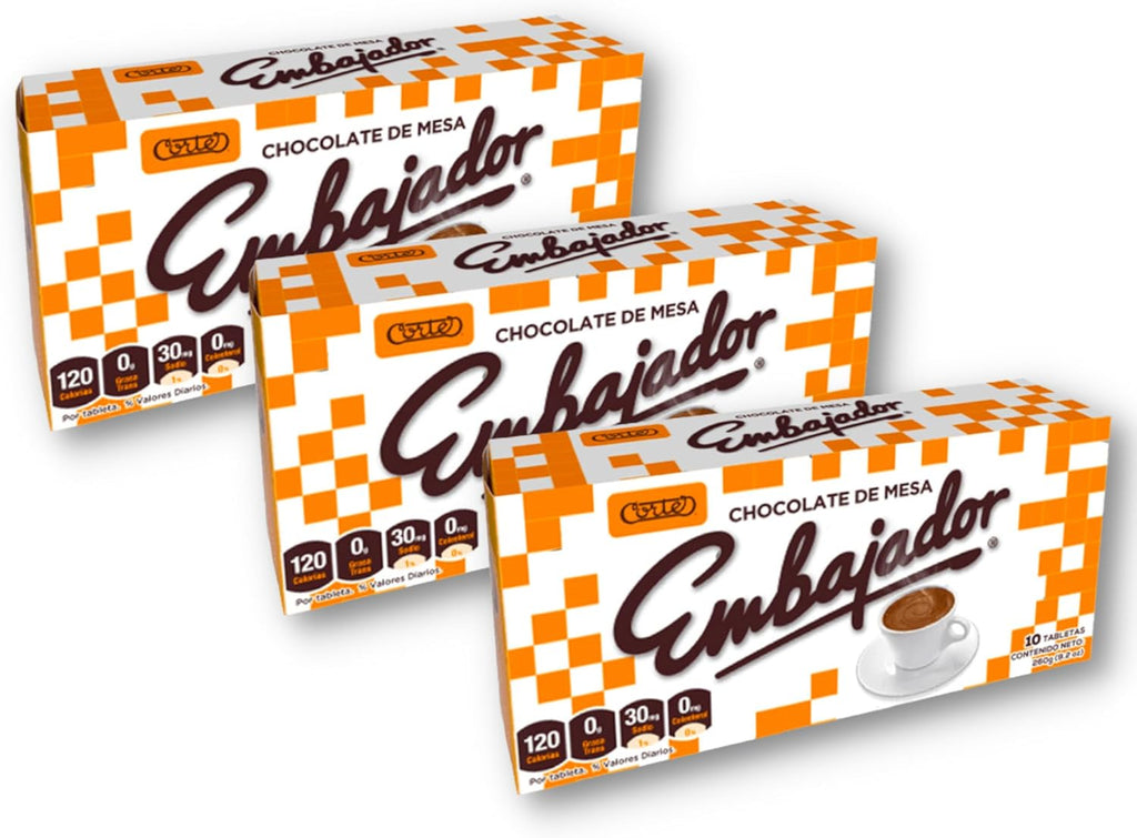 Chocolate Embajador – Chocolate de Mesa 3-Pack | Authentic Dominican Hot Cocoa, Chocolate Caliente & Melting Chocolate, Sweet Baking Chocolate Tablets